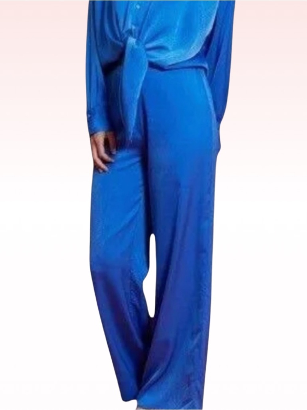 LUCY PARIS Blue “Rue” Satin Pants (Sz S)